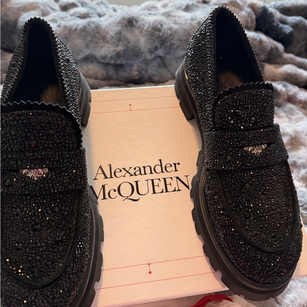 Alexander McQueen Black Embellished Men's Loafers - Picture 4 of 15